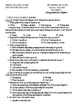 Đề thi học kì I Sinh học 6 - Năm học 2016-2017 - Trường THCS Bắc Sơn